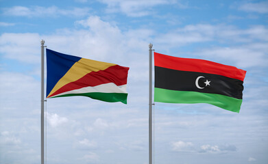 Libya and Seychelles flags, country relationship concept