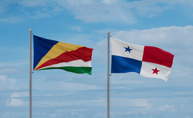 Panama and Seychelles flags, country relationship concept