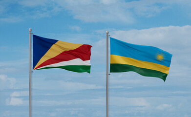Rwanda and Seychelles flags, country relationship concept