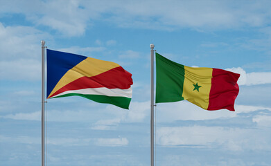 Senegal and Seychelles flags, country relationship concept