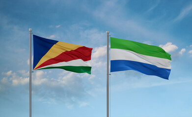 Sierra Leone and Seychelles flags, country relationship concept