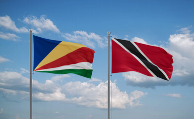 Trinidad and Tobago and Seychelles flags, country relationship concept
