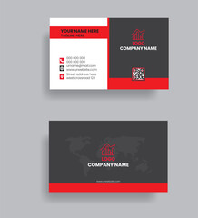 Naklejka na ściany i meble Simple, Clean Red and block Business Card Template, horizontal Creative template vector design, ready to print