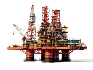 Big oil rig on transparent background PNG. Oil drilling industry concept.