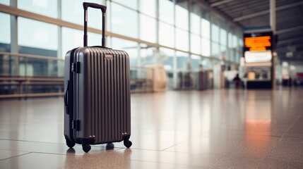 Suitcase at the airport, traveling by plane