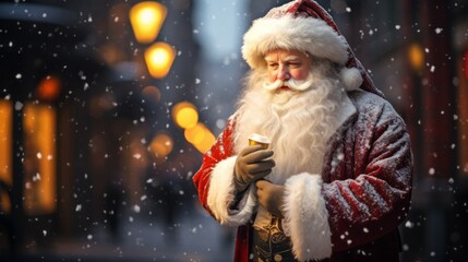 Joyful Encounter with Santa Claus in a Yuletide Mall
