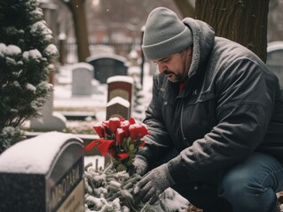 In Loving Memory: A Moment of Remembrance at a Gravesite