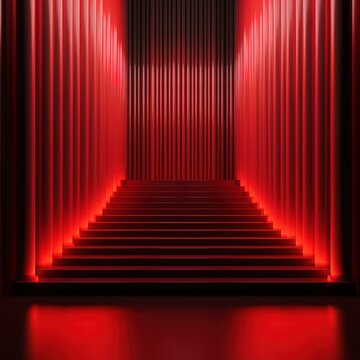 Red carpet on stairs with spotlight rendered image
