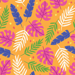 Fototapeta na wymiar Tropical Pattern Summer Tropical Background Tropical Leaves Seamless Pattern Tropical Repeat Pattern Summer Pattern
