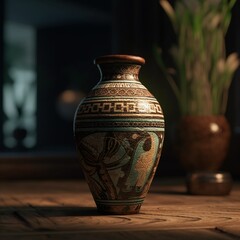 Fototapeta na wymiar Canopic vase shot by hyper realistic beautiful image Ai generated art