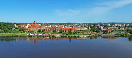 Beautiful architecture of Grudziadz with granaries at Wisla river, Poland
