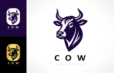 Cow head logo vector. Animal design.