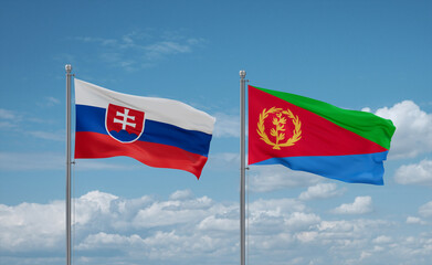 Eritrea and Slovakia flags, country relationship concept