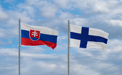 Finland and Slovakia flags, country relationship concept