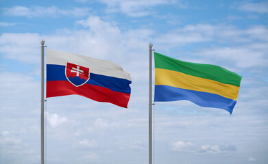 Gabon and Slovakia flags, country relationship concept