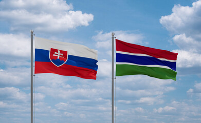 Gambia and Slovakia flags, country relationship concept