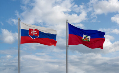 Haiti and Slovakia flags, country relationship concept