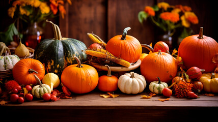 Naklejka na ściany i meble halloween pumpkin and autumn pumpkins.