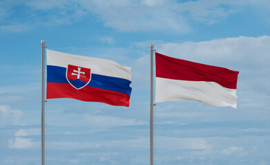 Indonesia and Slovakia flags, country relationship concept