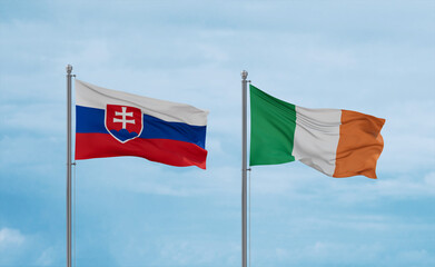 Ireland and Slovakia flags, country relationship concept