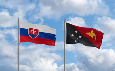 Papua New Guinea and Slovakia flags, country relationship concept