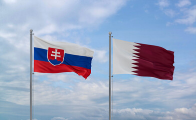 Qatar and Slovakia flags, country relationship concept