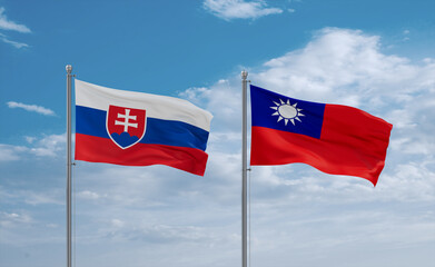 Taiwan and Slovakia flags, country relationship concept