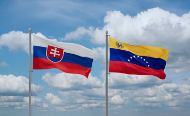 Venezuela and Slovakia flags, country relationship concept