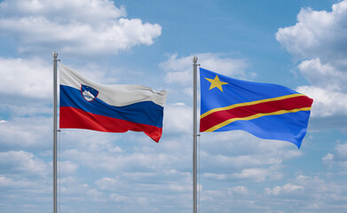 Congo and Slovenia flags, country relationship concept