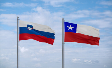 Chile and Slovenia flags, country relationship concept