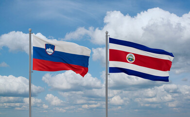 Costa Rico and Slovenia flags, country relationship concept
