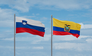 Ecuador and Slovenia flags, country relationship concept