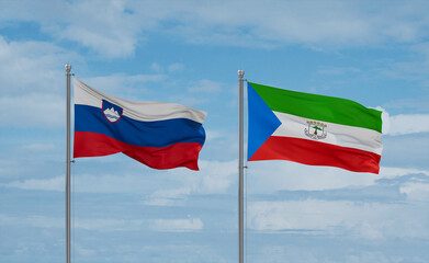 Equatorial Guinea and Slovenia flags, country relationship concept