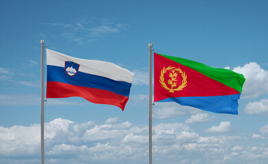 Eritrea and Slovenia flags, country relationship concept