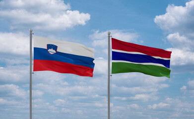 Gambia and Slovenia flags, country relationship concept