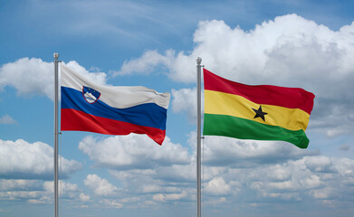 Ghana and Slovenia flags, country relationship concept