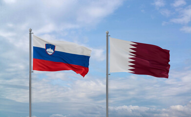 Qatar and Slovenia flags, country relationship concept