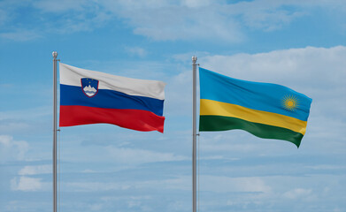 Rwanda and Slovenia flags, country relationship concept
