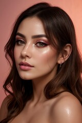 Fototapeta premium closeup portrait of beautiful woman with professional makeup