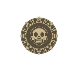 Naklejka premium Vector illustration of the symbolic form of the Aztec cosmology in black and white 