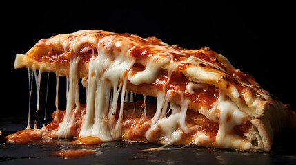 Beautiful tasty pizza with meat and cheese