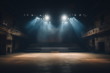 Empty Concert Stage - Fog Machine, Light Show, Music Concert, Hip-Hop Concert Stage, Backdrop - obrazy, fototapety, plakaty