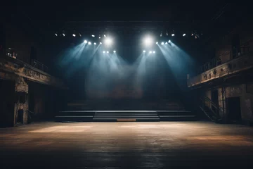 Fotobehang Empty Concert Stage - Fog Machine, Light Show, Music Concert, Hip-Hop Concert Stage, Backdrop © blaize