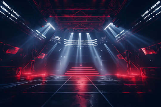 Empty Concert Stage - Fog Machine, Light Show, Music Concert, Hip-Hop Concert Stage, Backdrop