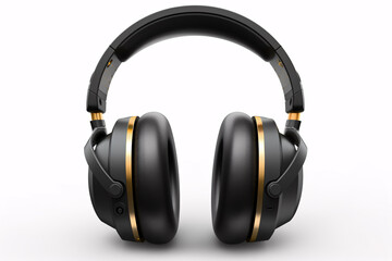Fototapeta na wymiar Headphones set against a white backdrop, ideal for music aficionados.