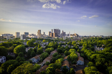 view of downtown Atlanta from surrounding neighborhoods