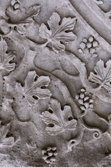 Old plaster sculptures and bas-reliefs, wall texture and patterns. Elements of architectural decorations of buildings. On the streets in Istanbul, public places.
