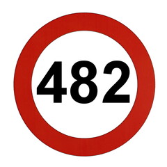 Illustration des Stra&szlig;enverkehrszeichens "Maximale Geschwindigkeit 482 Kilometer pro Stunde"