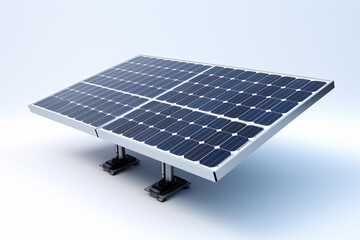 Photovoltaic solar panels detached from a pale backdrop.