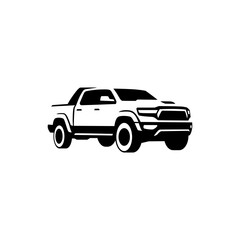 vector truck double cabin on white background. use for logo or illustration